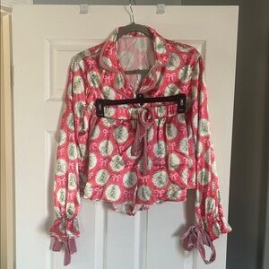 Pink Christmas Tree Print Women's pajamas